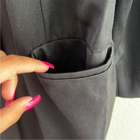 Vintage 80s George Rech Paris Black Crepe Dress Matte Goldtone Buttons Midi sz M - Picture 13 of 13